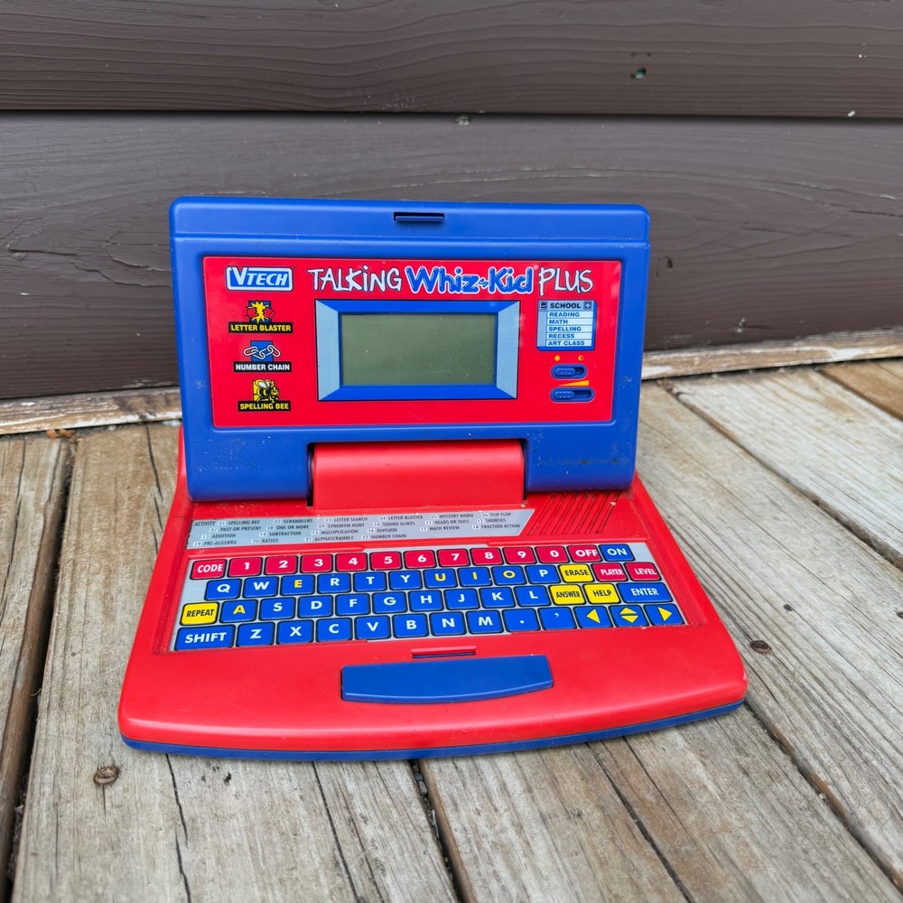 VTech Talking Whiz-Kid Plus Learning Laptop Kids Red Blue Vintage Toy